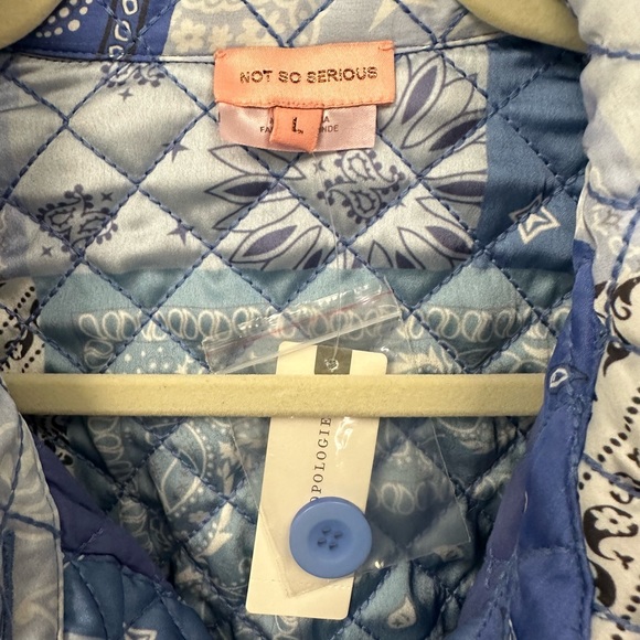 NWT Anthropologie Not So Serious Priya Quilted Blue Shirt Jacket Size- Large - Picture 4 of 10